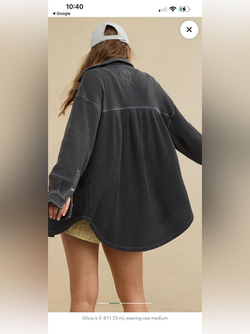 Aerie anytime favourite waffle long sleeve button up grey - Picture 2 of 6